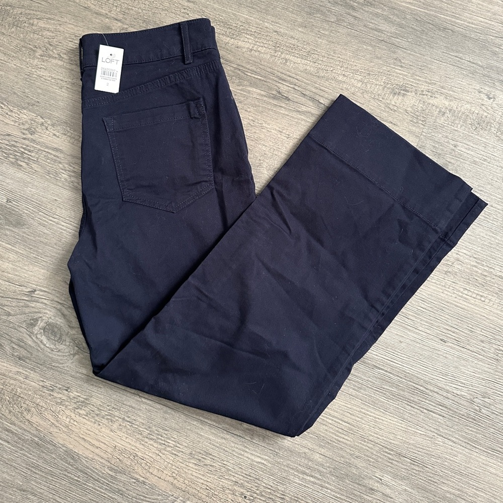 NWT Loft Slim Wide Leg Ankle Pants Size 2 Navy